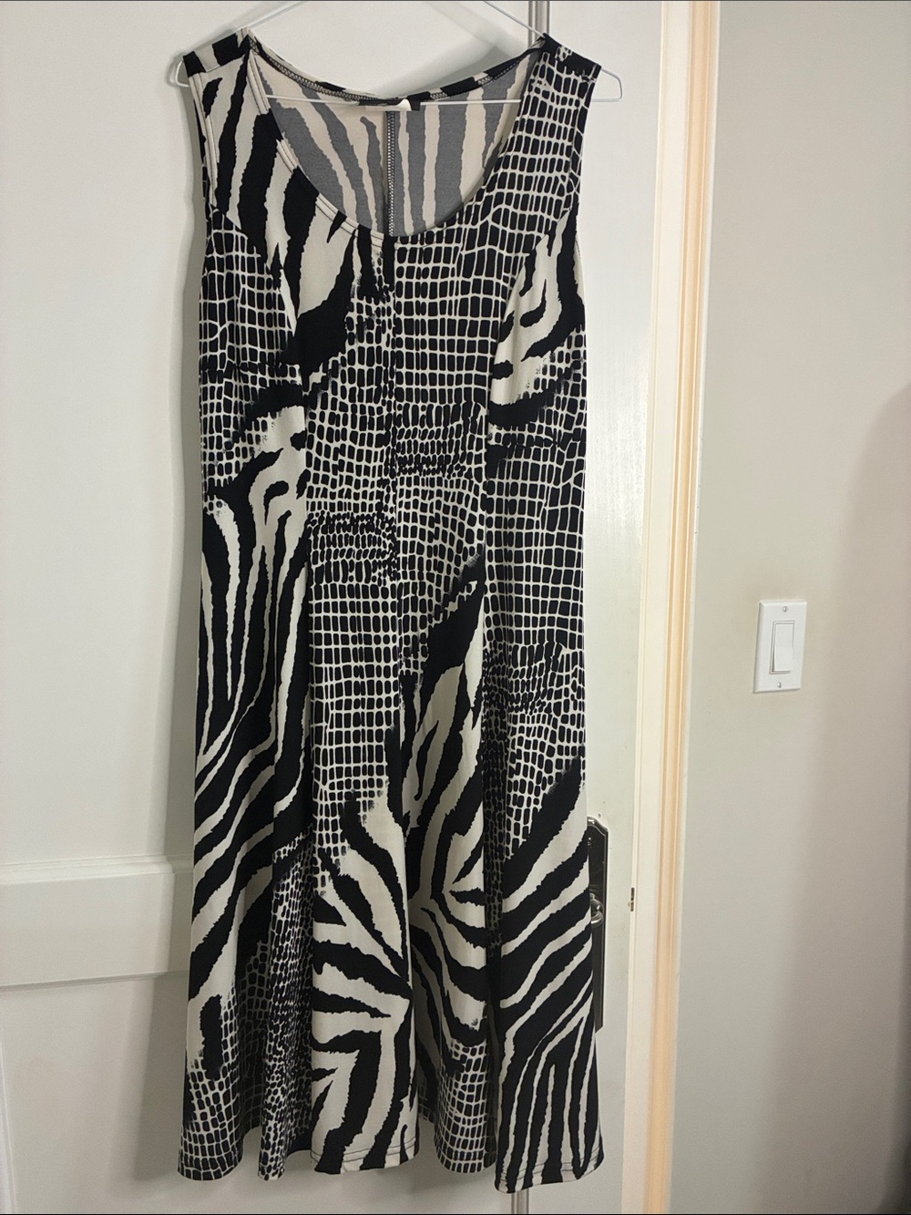 Marallis Collection Animal & Grid Print Sleeveless Midi Dress M👵MT